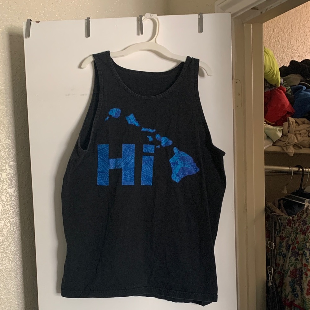 Black and blue hawaii tank top size Large